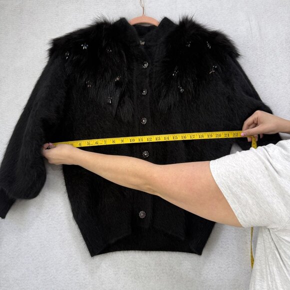 Vintage Christine Phillipe Sweater Womens Medium Angora Faux Fur Beaded 90s - Picture 3 of 11